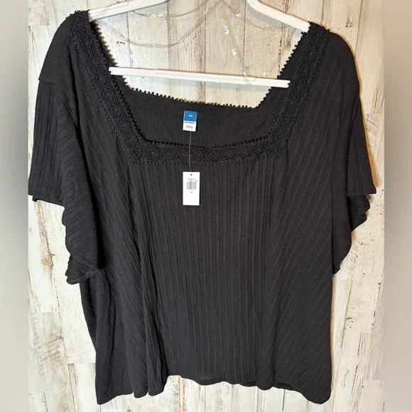 Old Navy, Forex, Boho Peasant, Top Black, Soft And Luxurious 4X - Picture 1 of 12